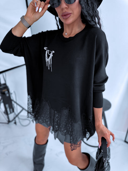 LARGE SIZE sweater "SHAKE IT FF89" - BLACK